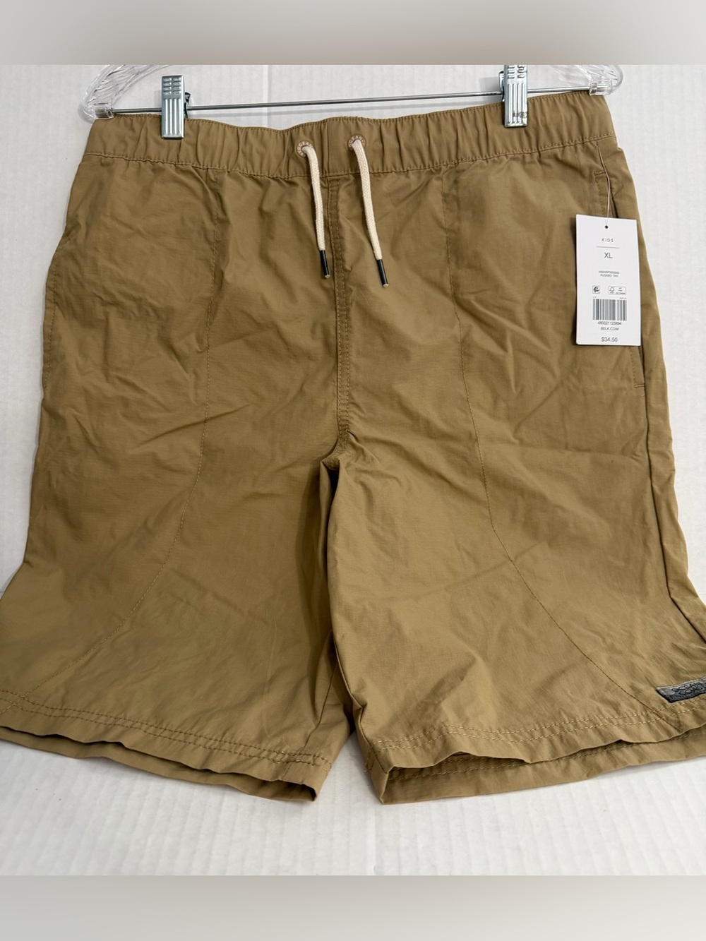 Ocean Coast Boys Elastic-Waist Drawstring Shorts in Tan